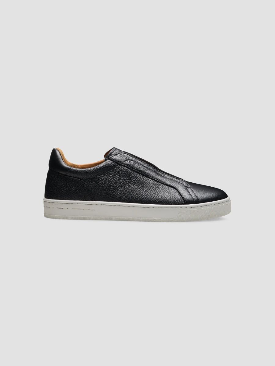 Magnanni Men's Gasol II Leather Slip-On Sneakers - Tumbled Black - Size 10