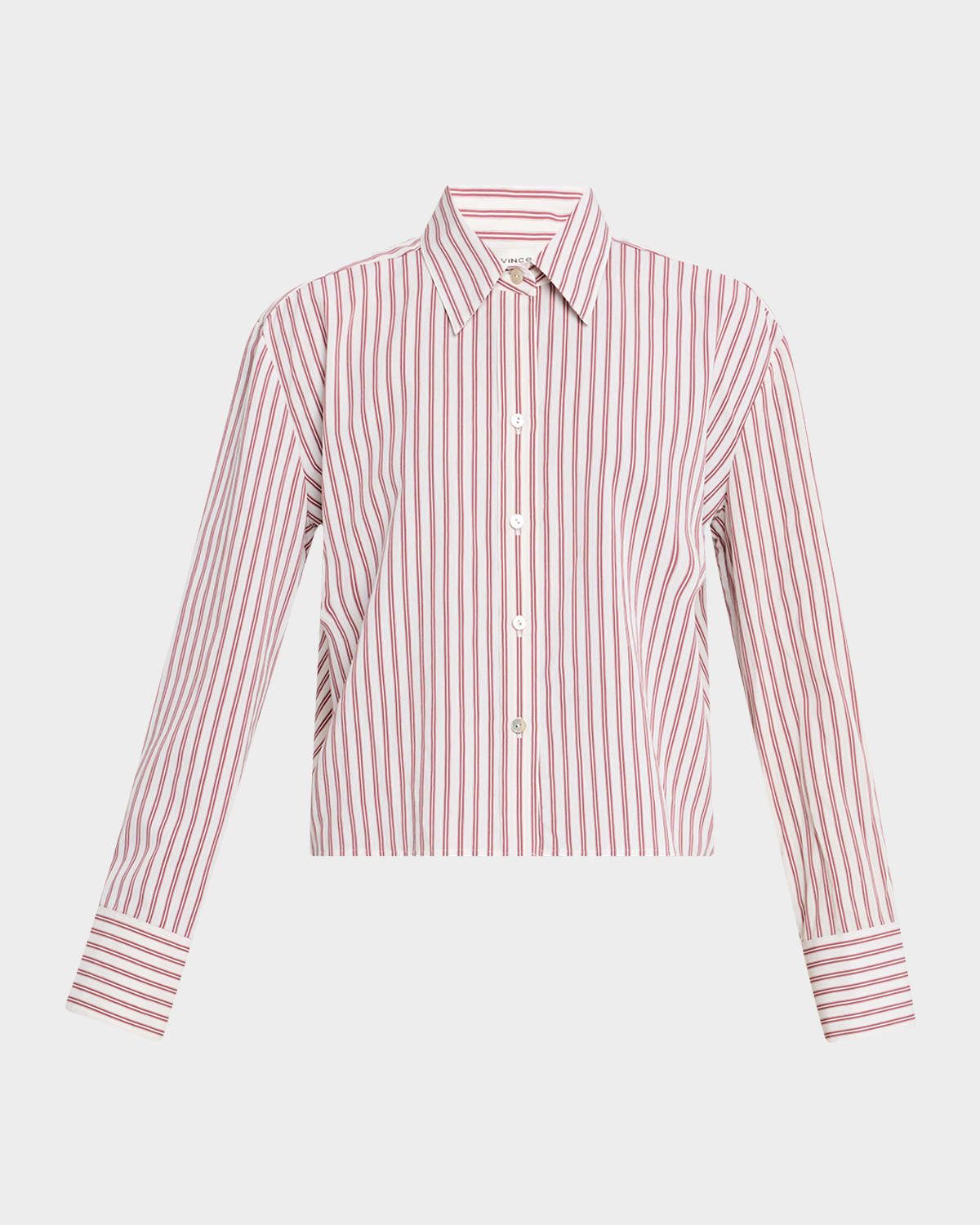 Stripe Cropped Button-Front Shirt
