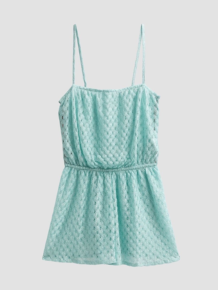 Women's Pearl Knit Cover-Up Romper - Aquamarine - Size 8