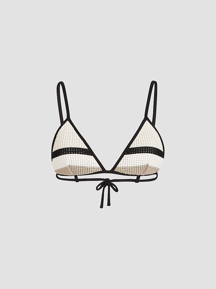 Women's Cotton Net Knit Bikini Top - Black - Size 8