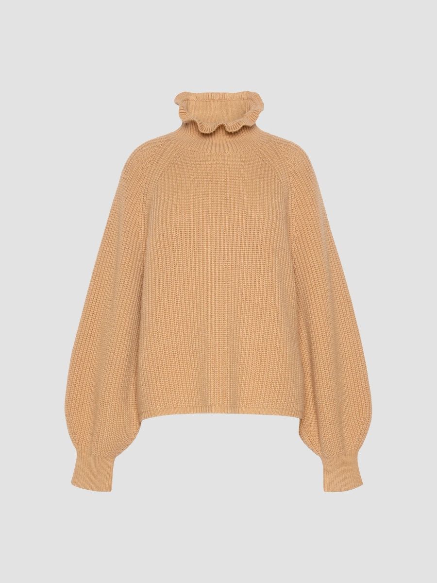Max Mara Women's Relaxed Cut Wool and Cashmere Sweater - Camel - Size XS