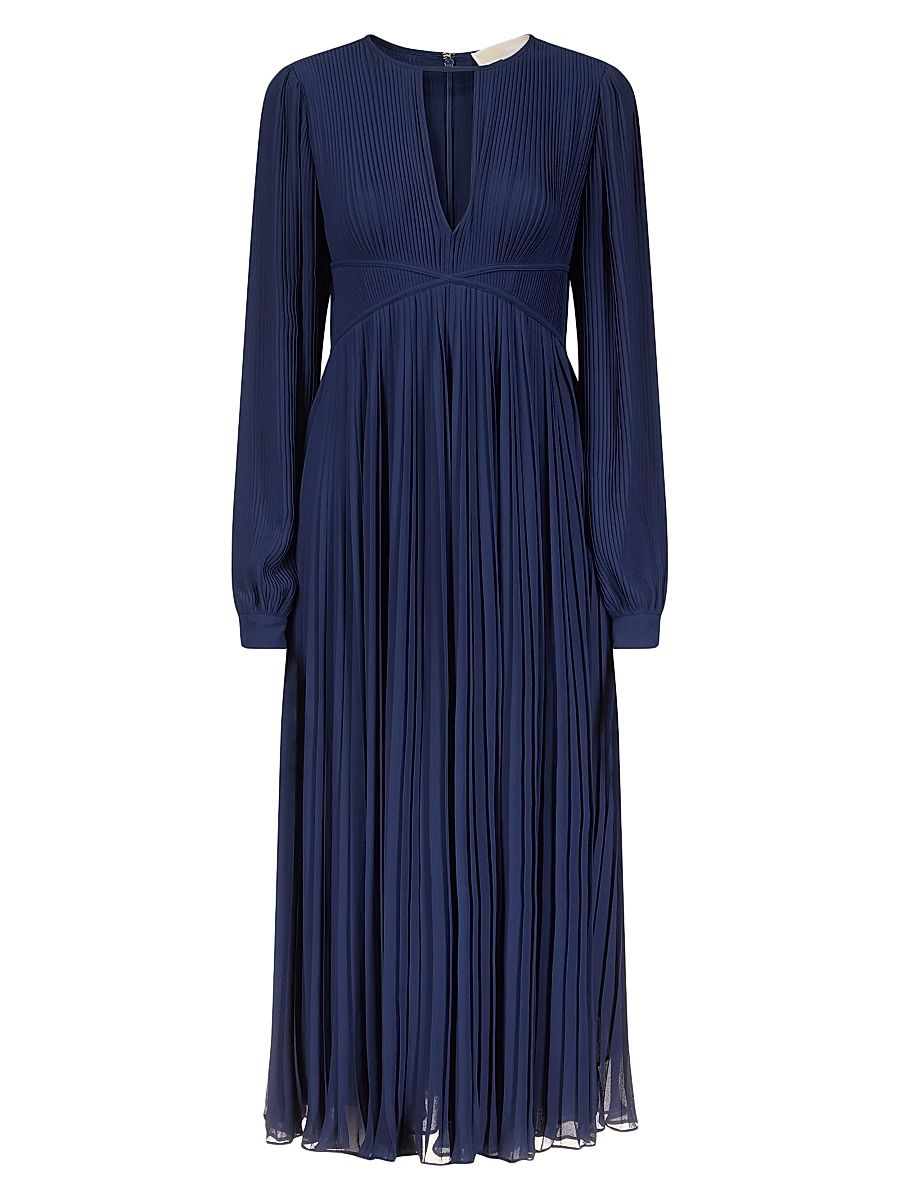 Women's Plissé-Pleated Midi-Dress - Midnight Blue - Size Small