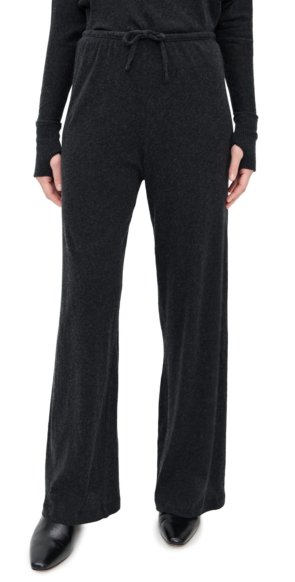 Enza Costa Cashmere Jersey Easy Drawcord Pants Charcoal L