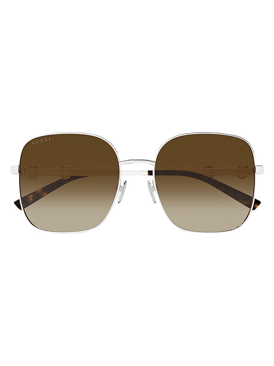 Women's GG Square Sunglasses - Silver Brown
