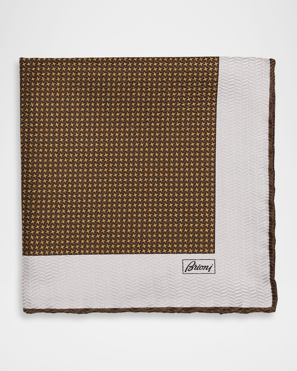 Men & apos;s Silk Hand-Rolled Micro-Geometric Pocket Square