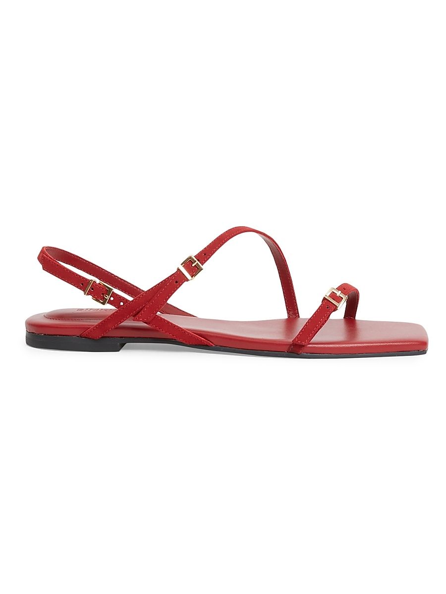 Women's Carey Strappy Suede Flat Sandals - Crimson - Size 5