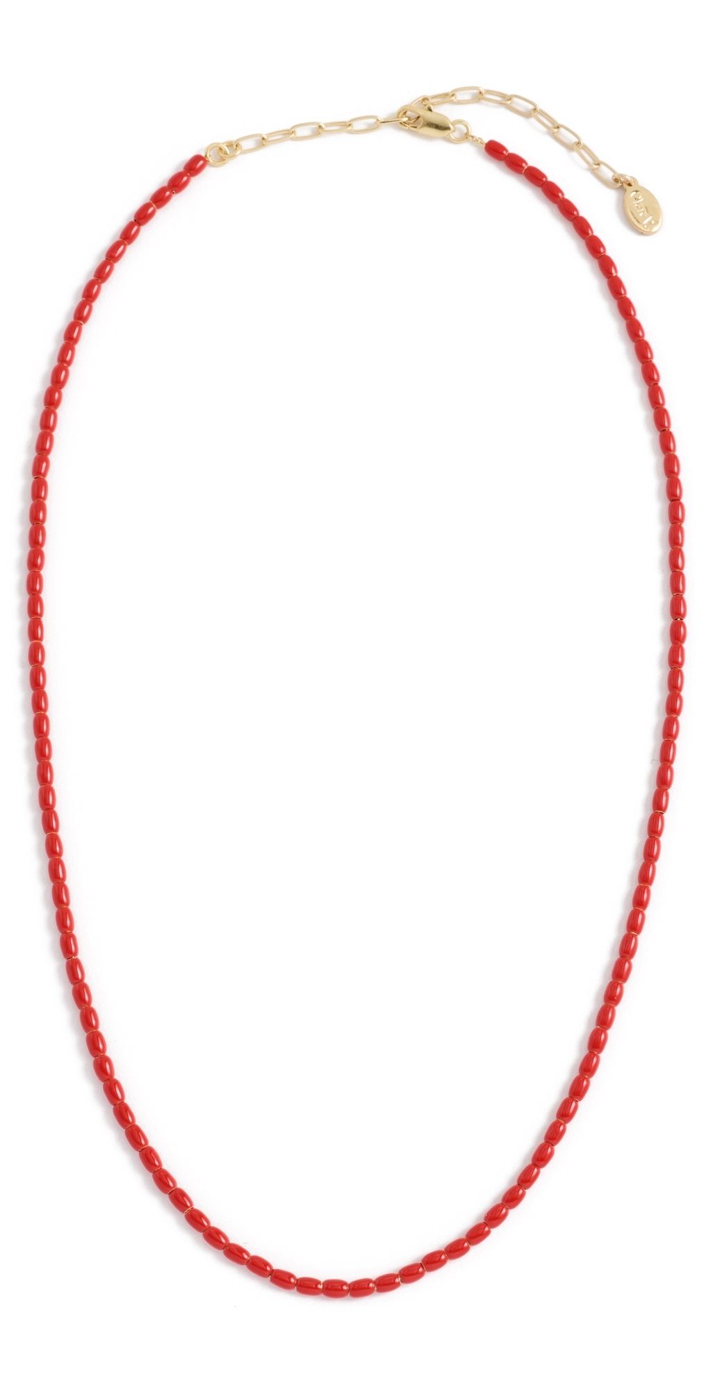 Clare V. Enamel Barrel Chain Necklace Poppy One Size