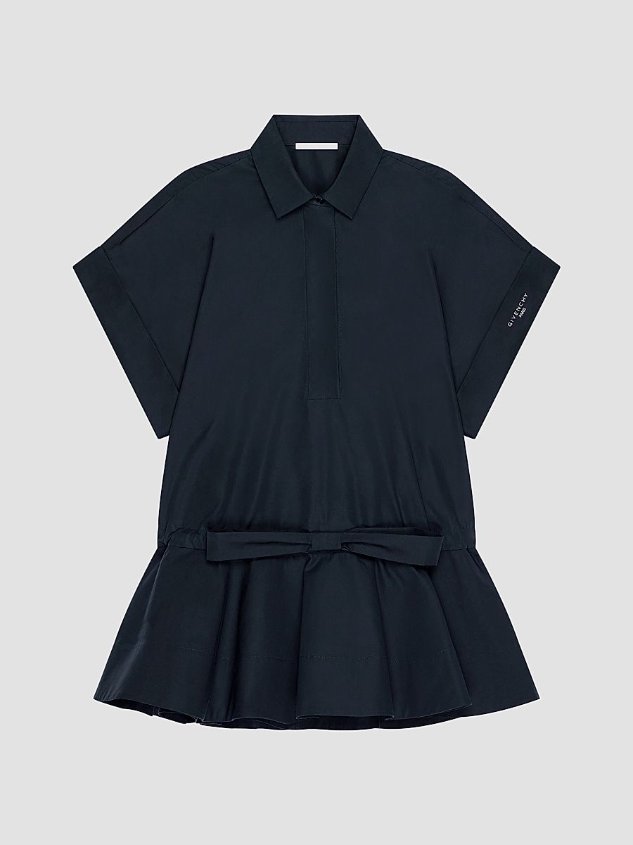 Givenchy Women's Mini Shirt Dress in Poplin with Bow - Dark Blue - Size 10