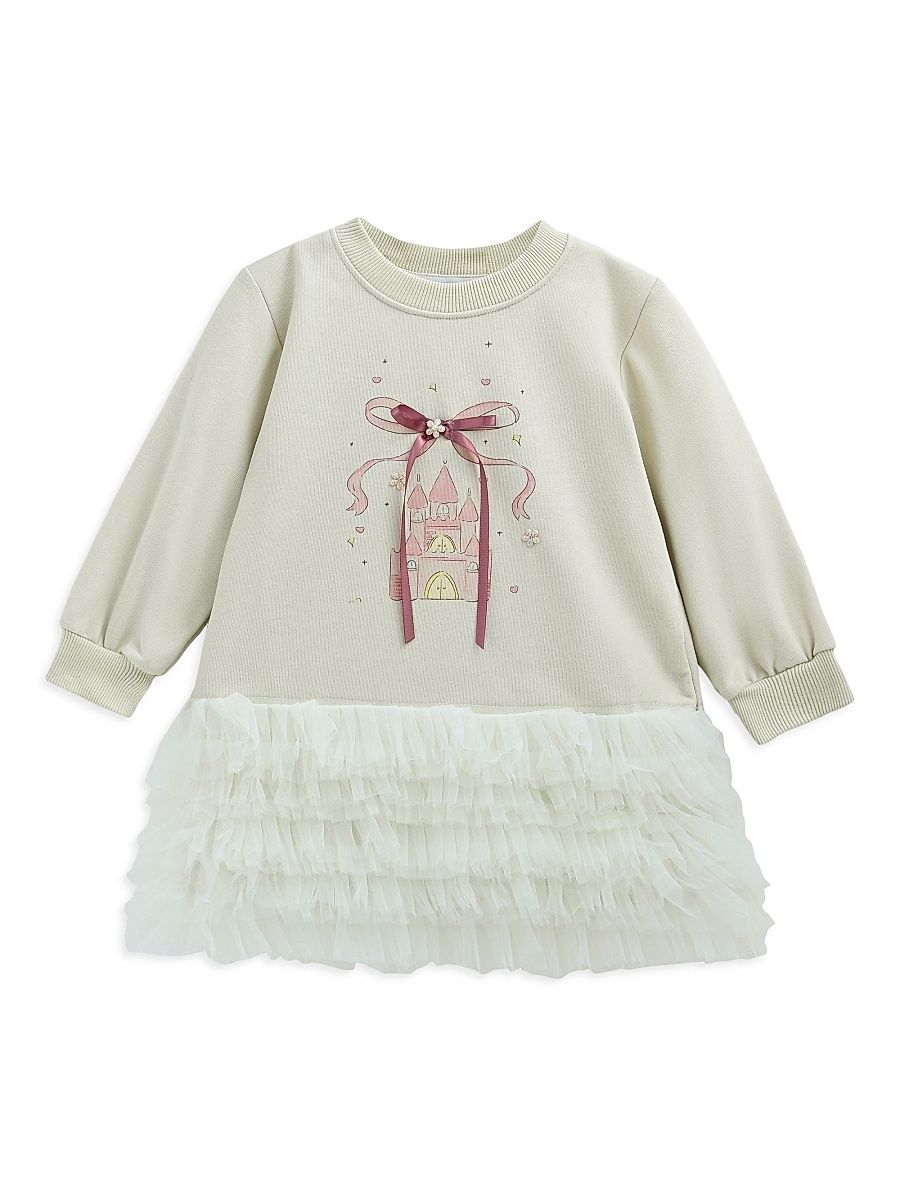 Little Girl's Ruffle Ribbon Dress - Mist - Size 6