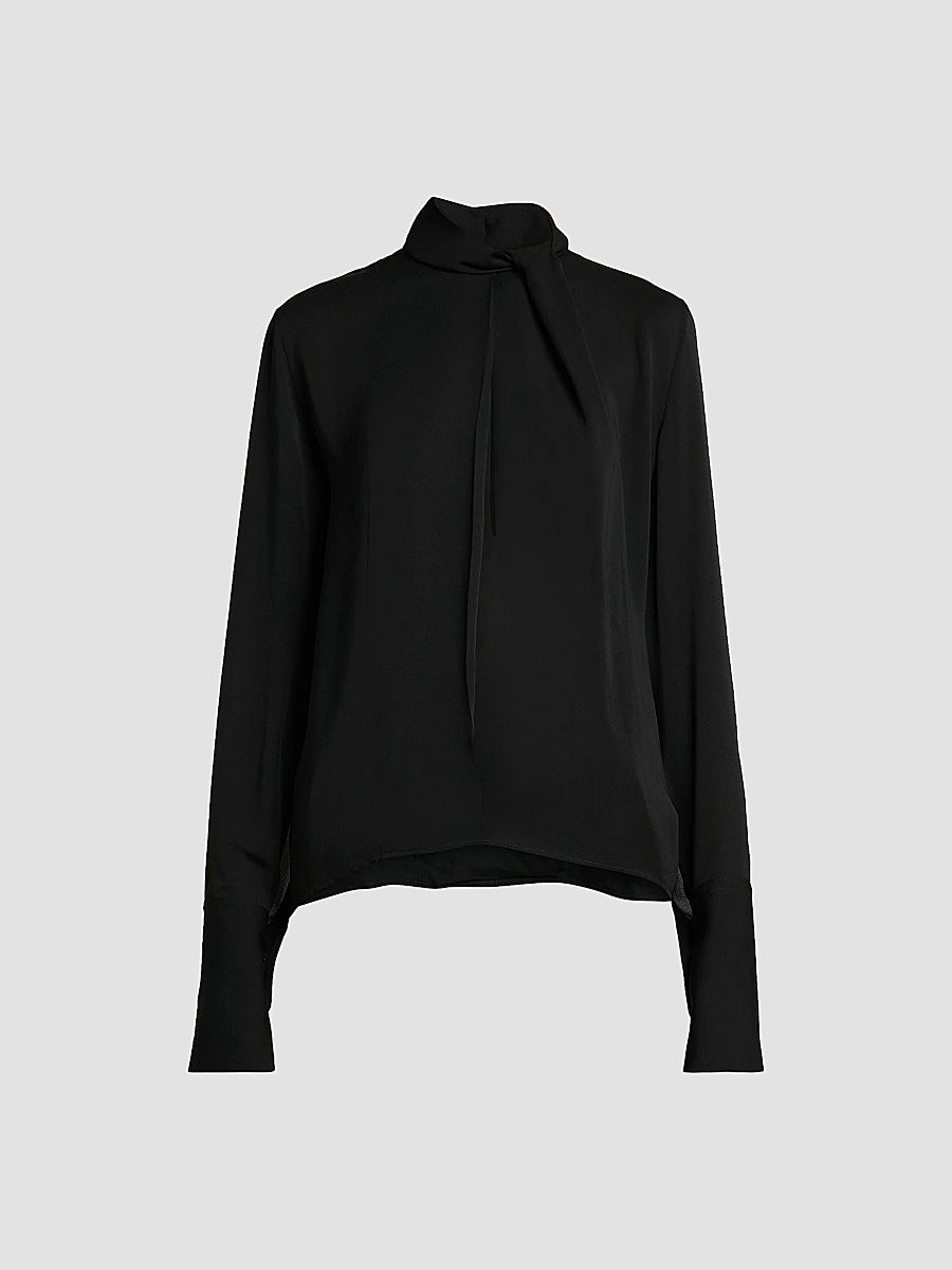 TOM FORD Women's Silk-Georgette Tieneck Blouse - Black - Size 2
