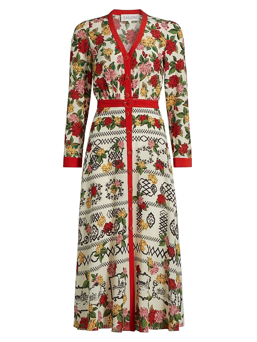Women's V. Tang Lea Floral Silk Shirtdress - Lantana Riviera Print - Size 6