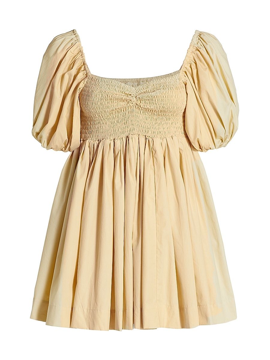 Women's Puff-Sleeve Babydoll Dress - Fawn - Size Small