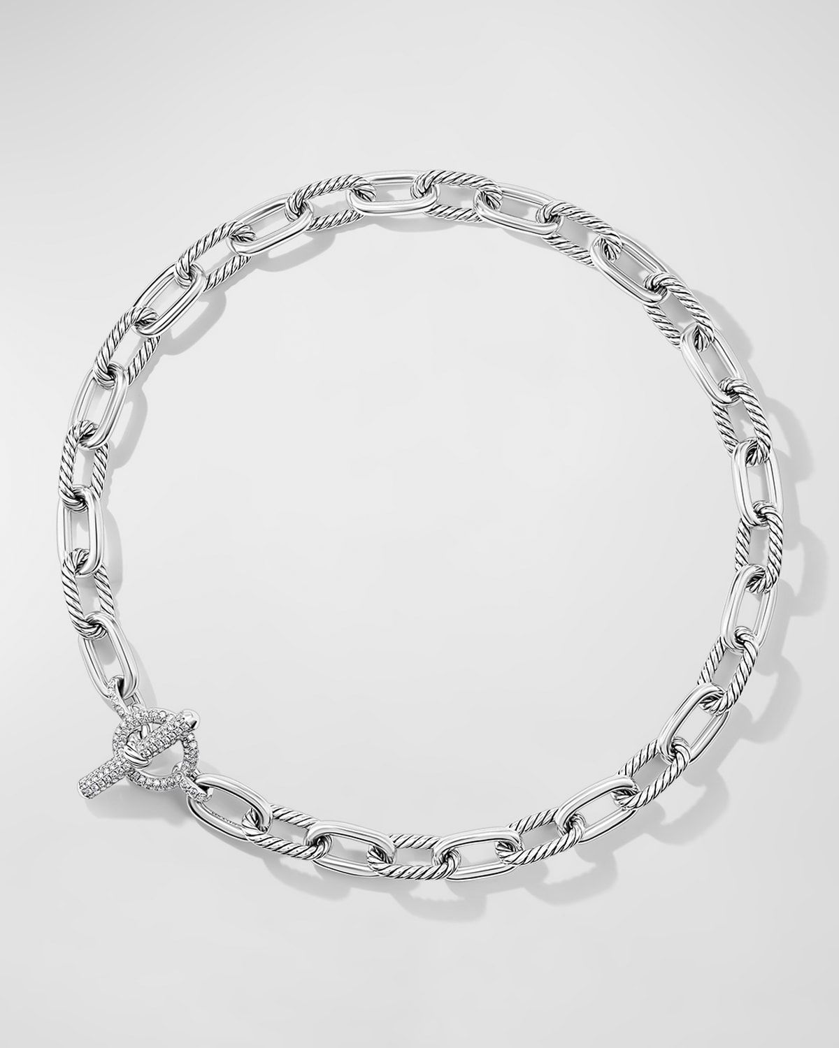 Madison Toggle Necklace with Diamonds in Silver, 11mm, 20"L