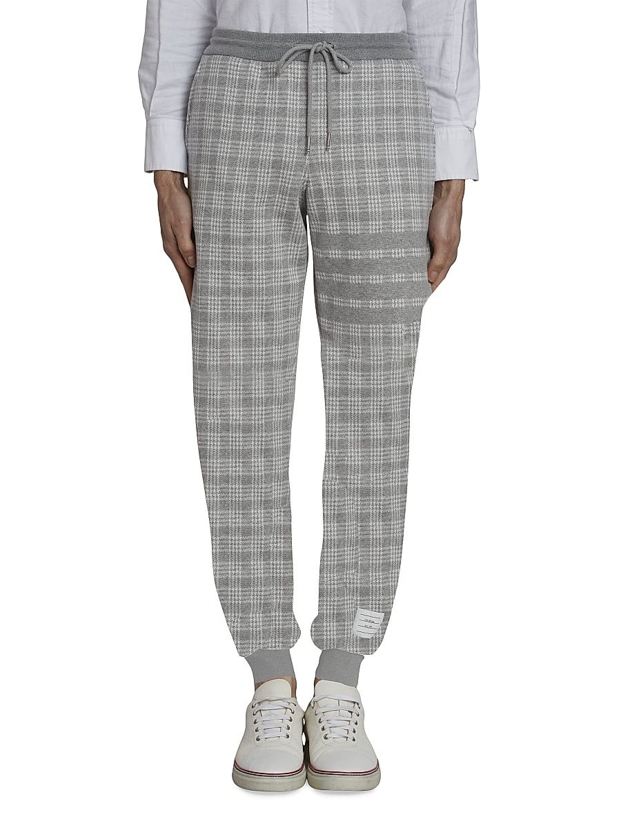 Men's Glen Plaid Joggers - Light Grey - Size Small