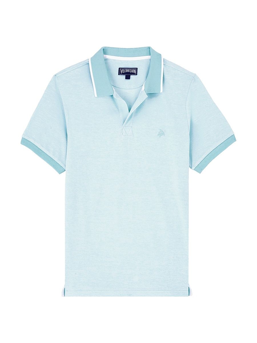 Men's Cotton Polo Shirt - Light Blue - Size XL