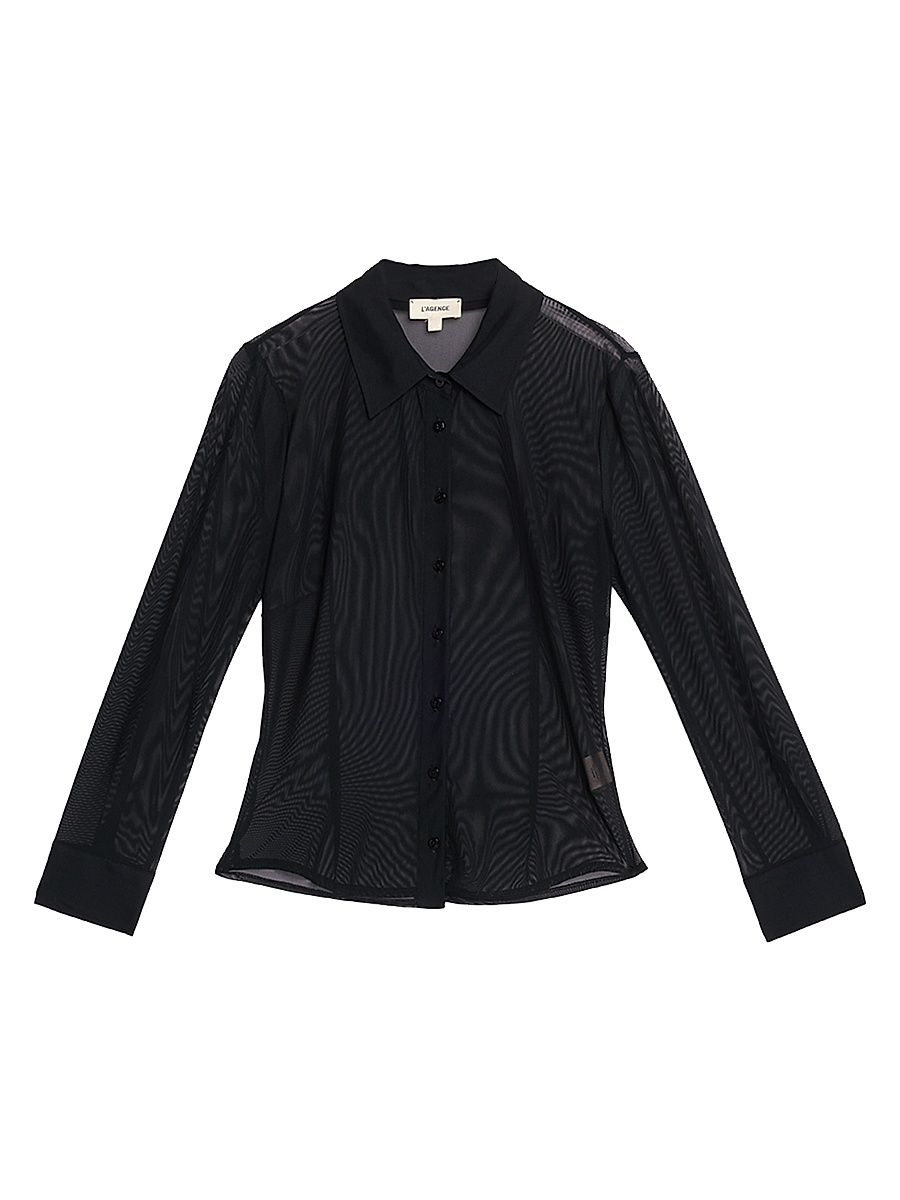 Women's Indiana Sheer Fitted Blouse - Black - Size Large