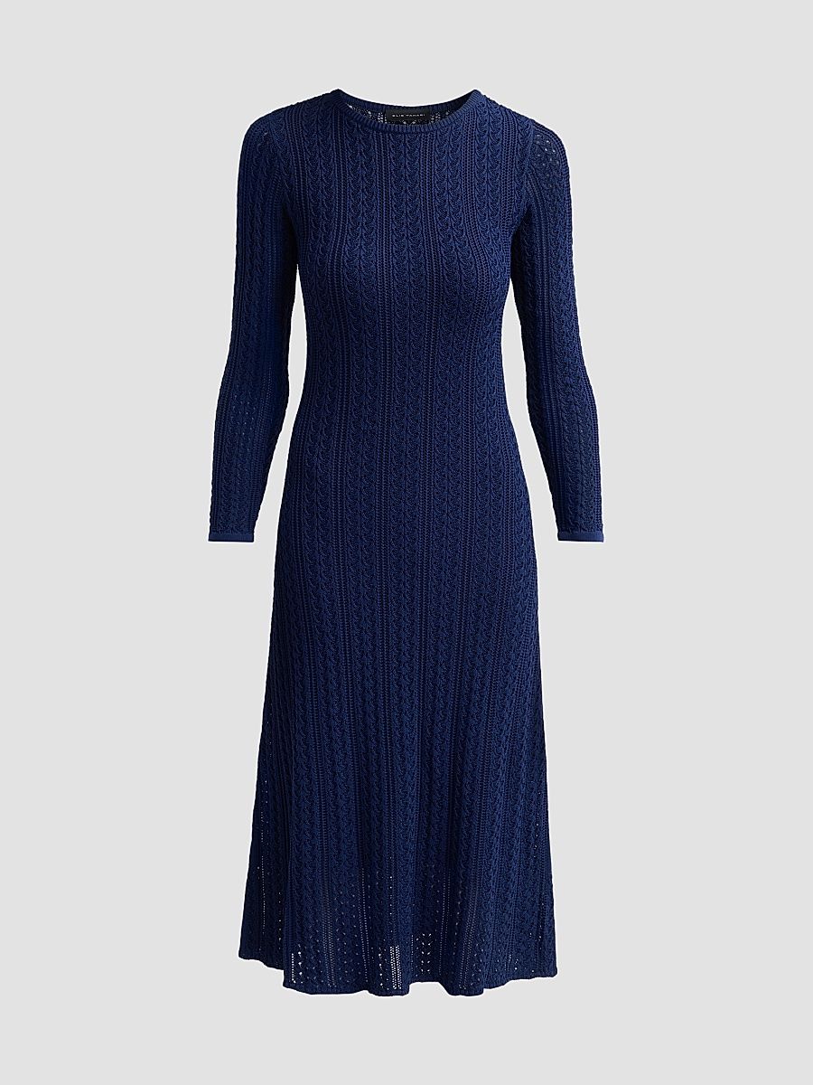 Women's Julietta Pointelle-Knit A-Line Midi Dress - Twilight Sky - Size XL