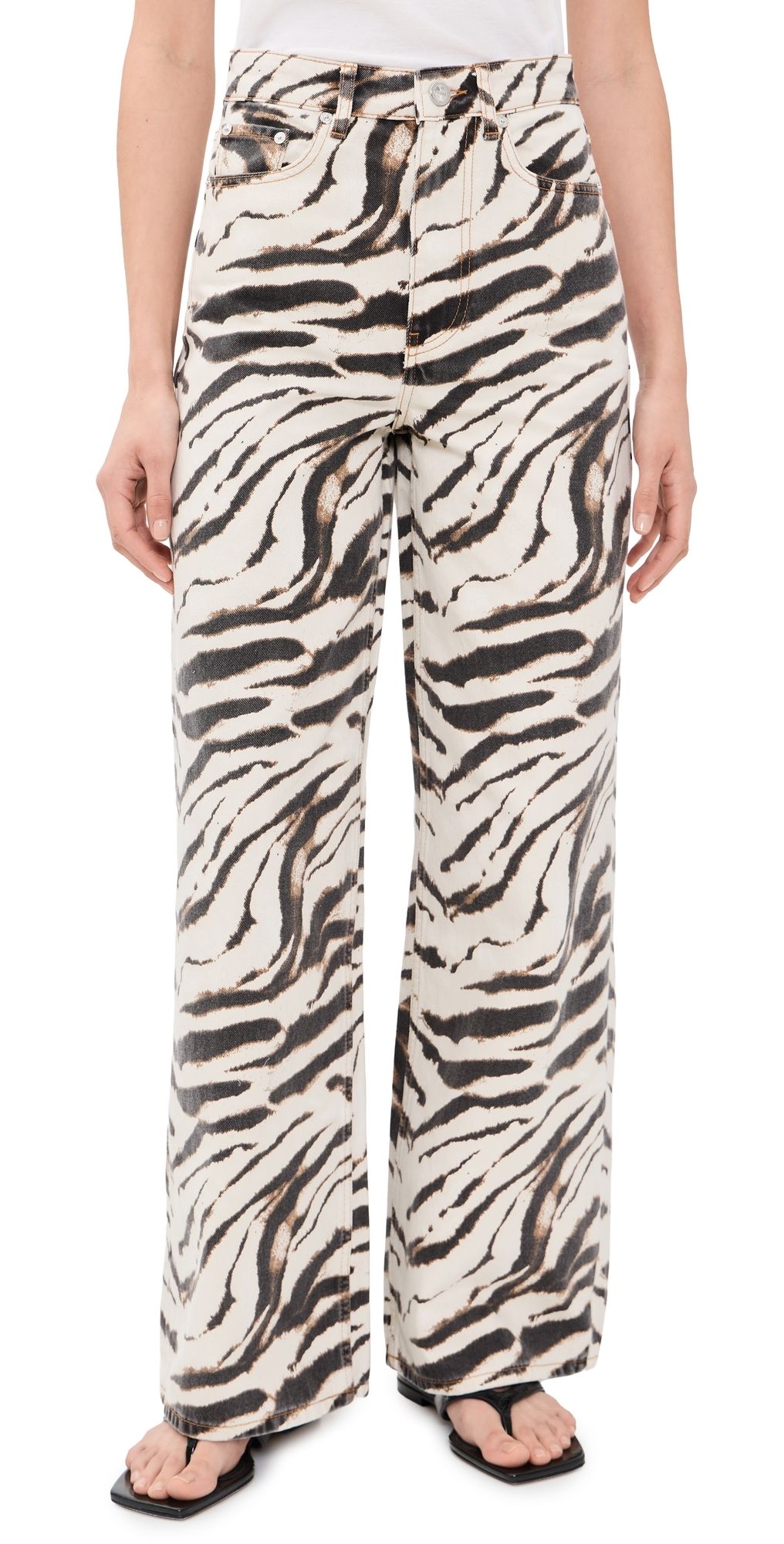 GANNI Print Denim Lari Jeans Egret 27