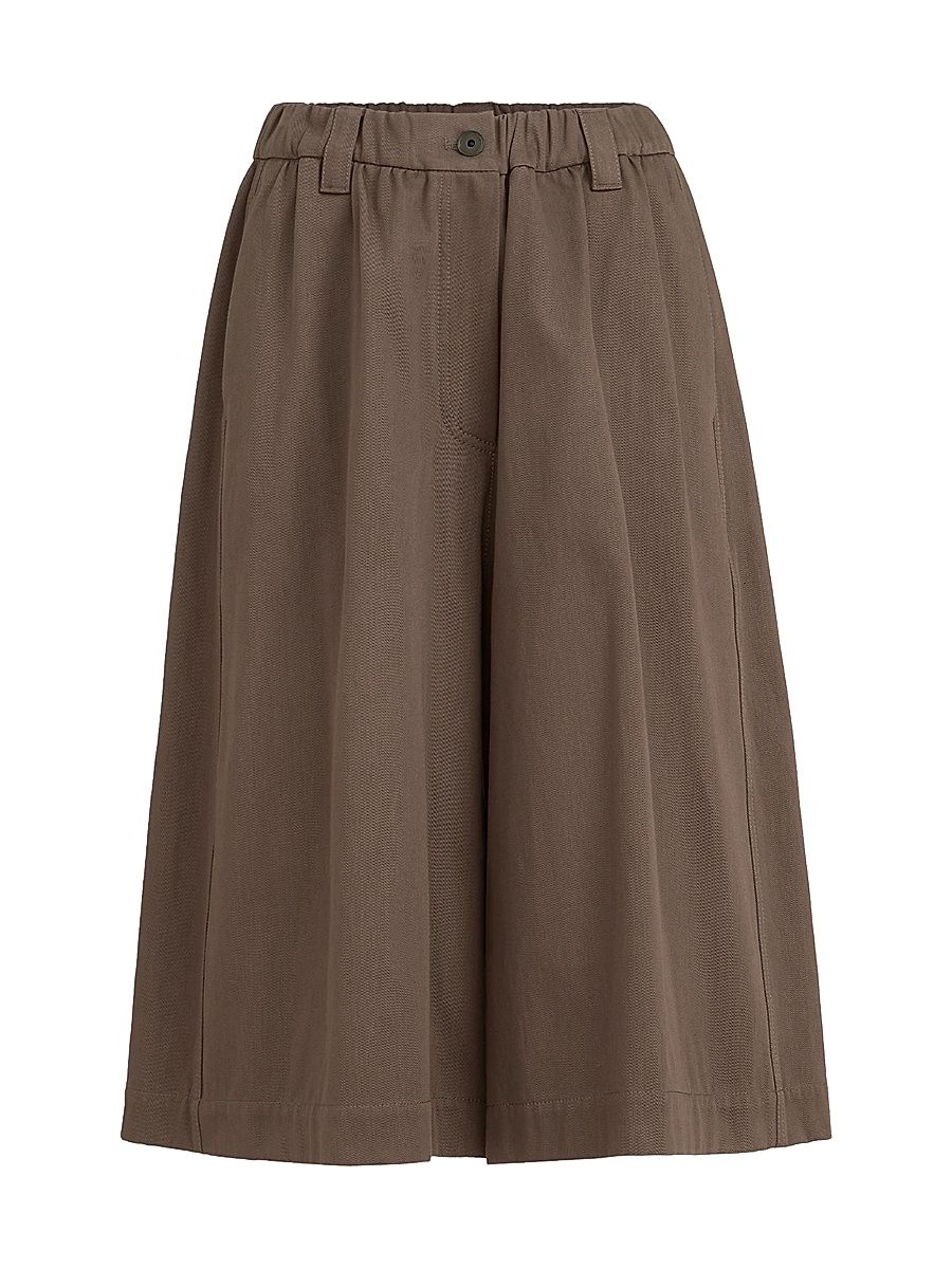 Women's Couture Cotton Gabardine Long Bermuda Shorts with Monili - Pine Cone Brown - Size 4