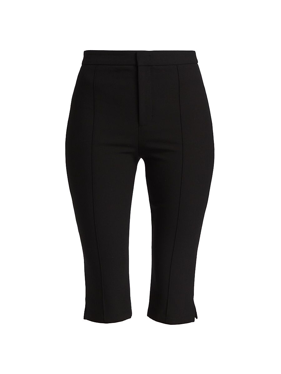 Women's Crepe Pintuck Slim-Fit Capri Pants - Black - Size 8
