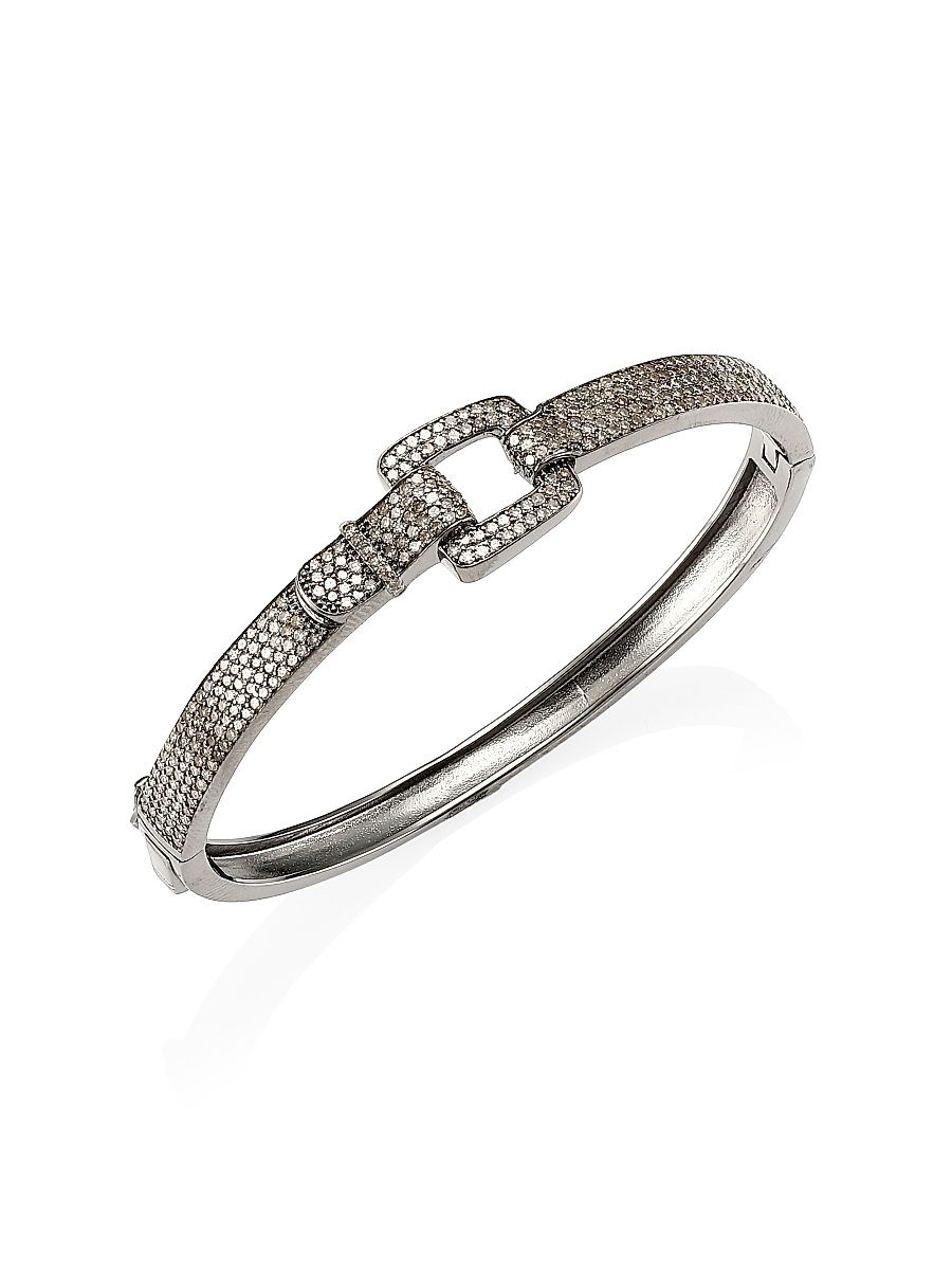Women's Sterling Silver & 2.24 TCW Diamond Buckle Bangle
