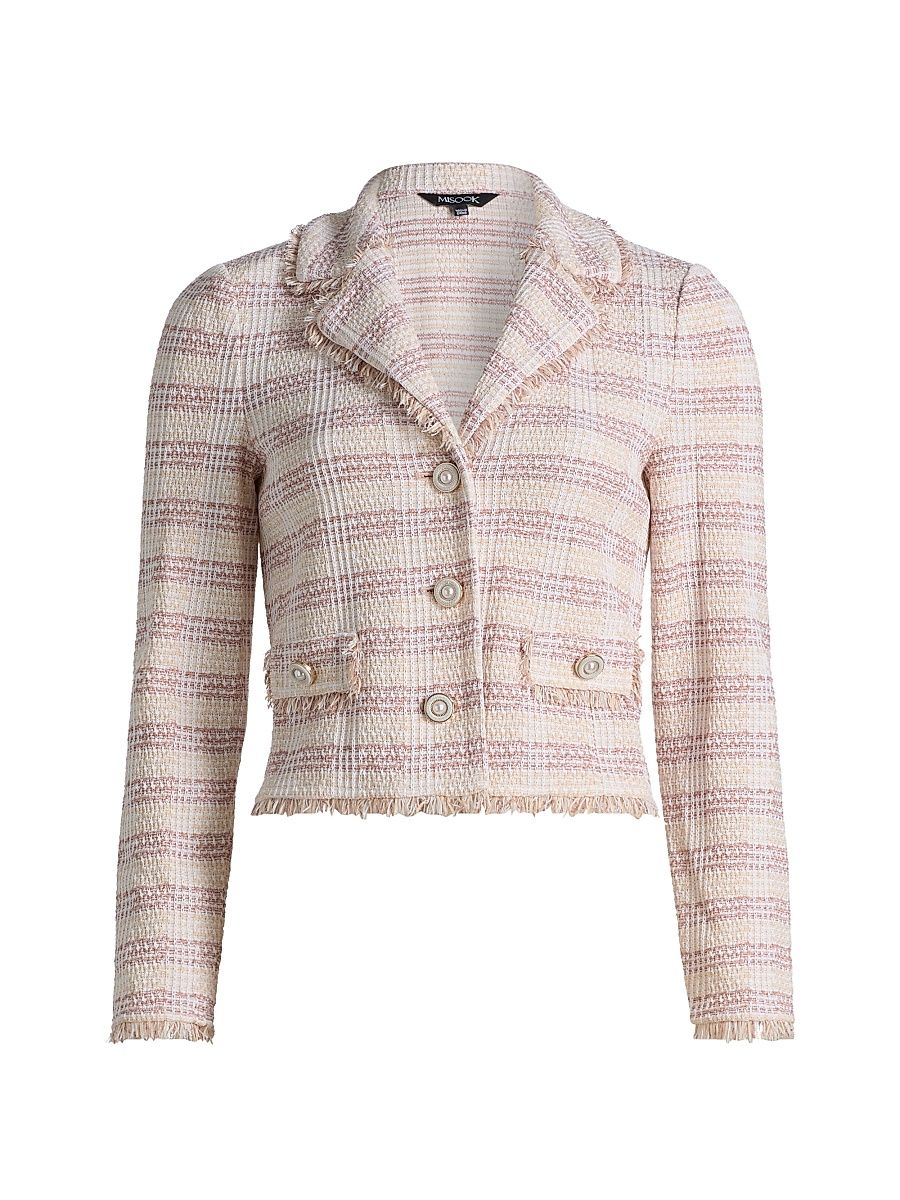 Women's Striped Knit Jacket - Biscotti White Black - Size XXL