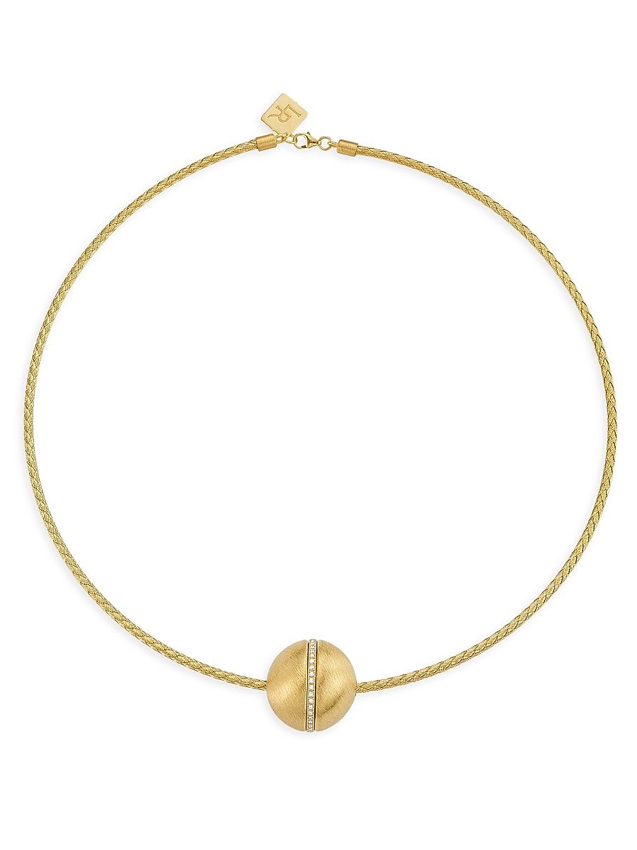 Women's 14K Yellow Gold & 0.215 TCW Diamond Ball Pendant Necklace - Yellow