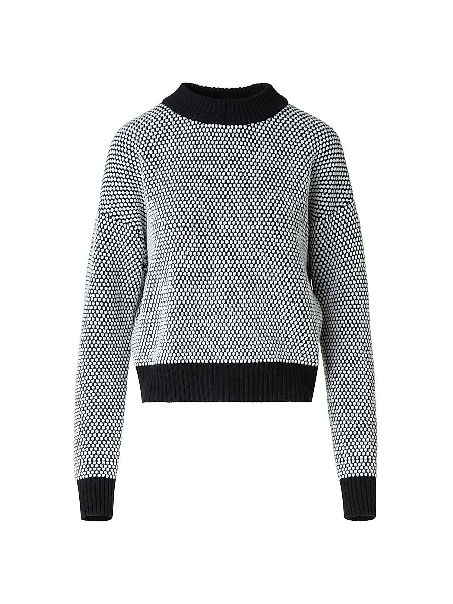 Women's 3D Dot Wool-Cashmere Sweater - Cream Black - Size 14