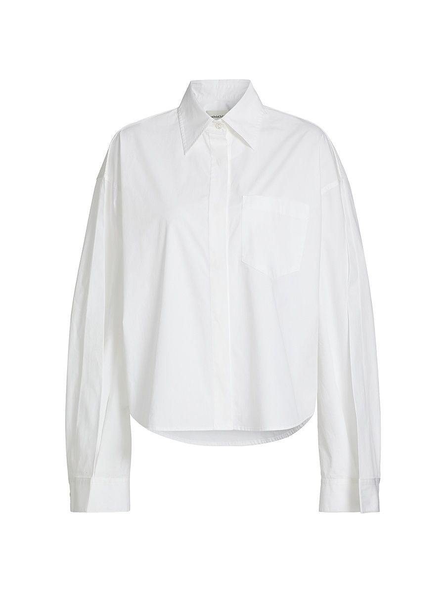 Women's Just A Pinch Bartley Poplin Cotton Shirt - White - Size Large
