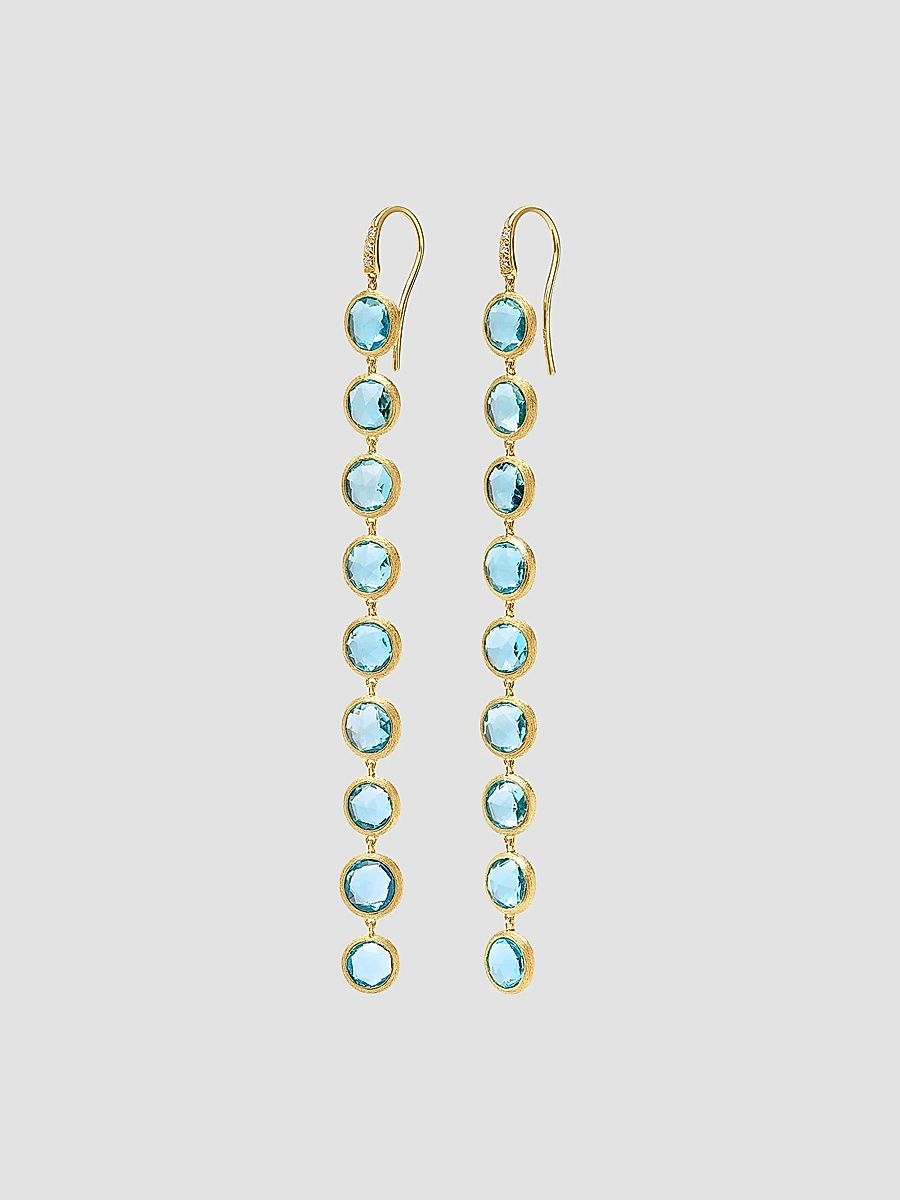 Marco Bicego Women's Jaipur Color 18K Yellow Gold, 0.03 TCW Diamond & Blue Topaz Drop Earrings - Yellow Gold