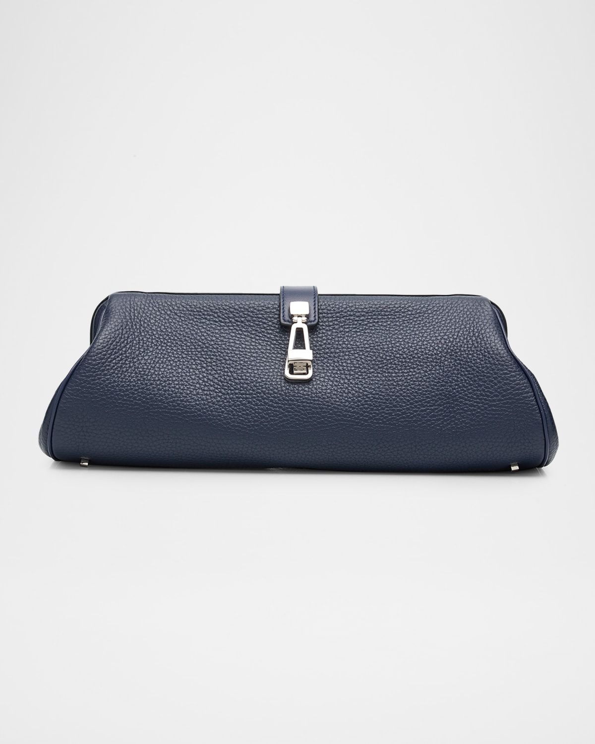 Paola Grained Leather Baguette Clutch Bag