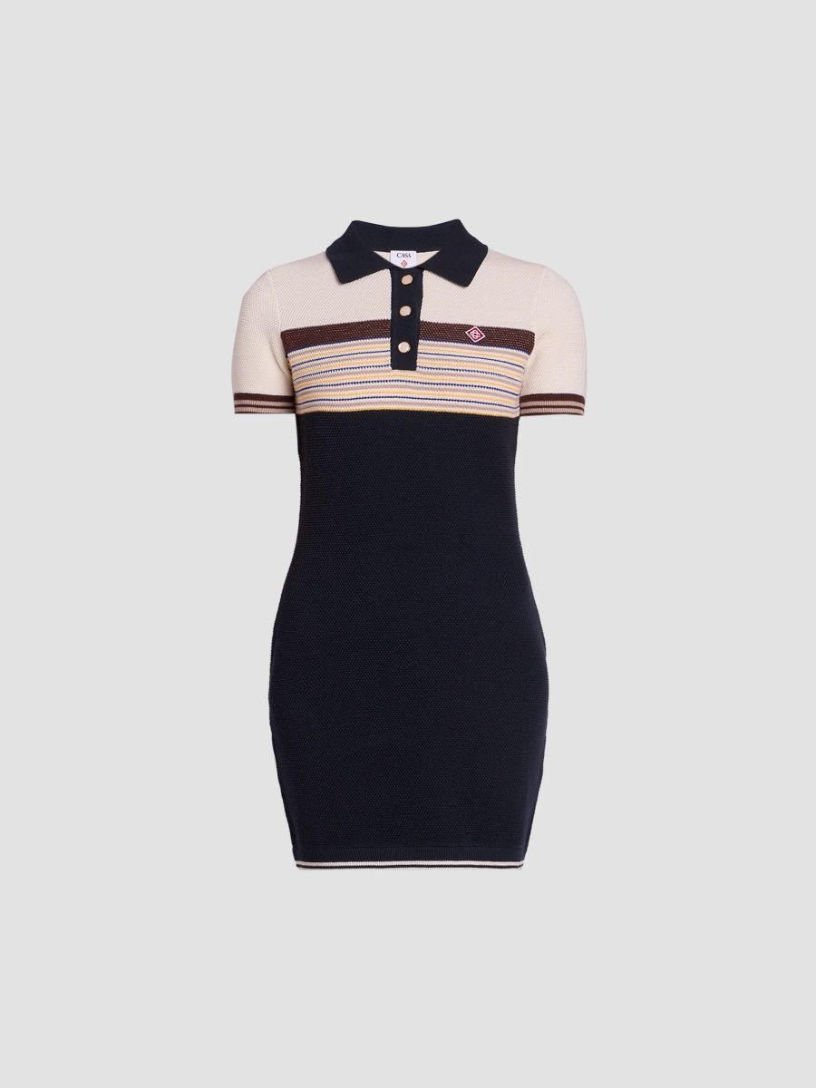 Casablanca Women's Cafe Stripe Polo Dress - Navy - Size XL