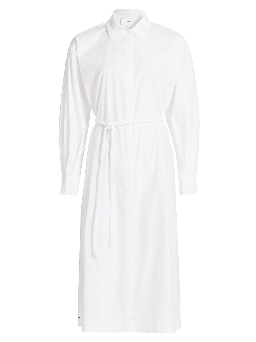 Women's Katia Cotton Poplin Tie-Waist Midi-Dress - White - Size XS