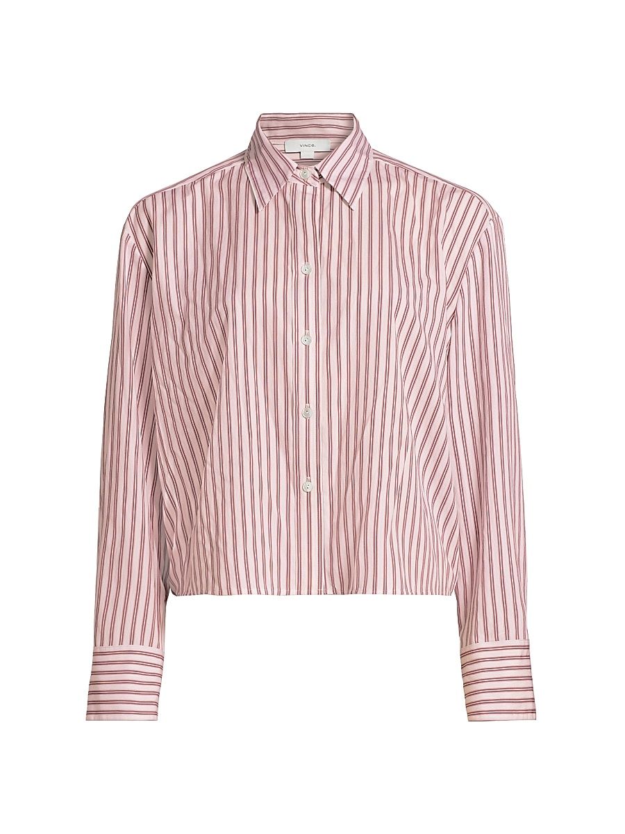 Women's Till Stripe Cropped Shirt - Peony Wood Off White - Size XL