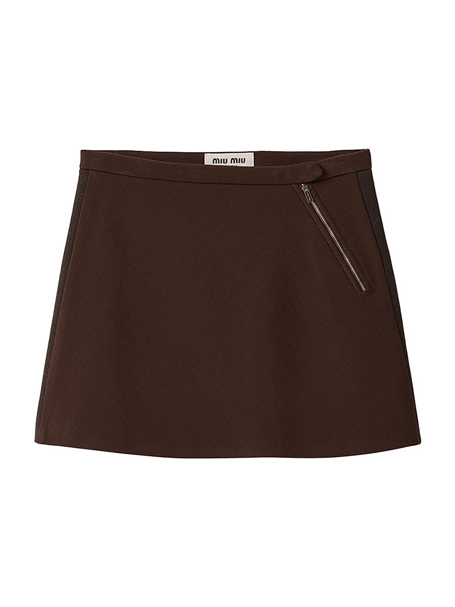 Women's Fabric Stitch Knit Mini Skirt - Brown - Size 2