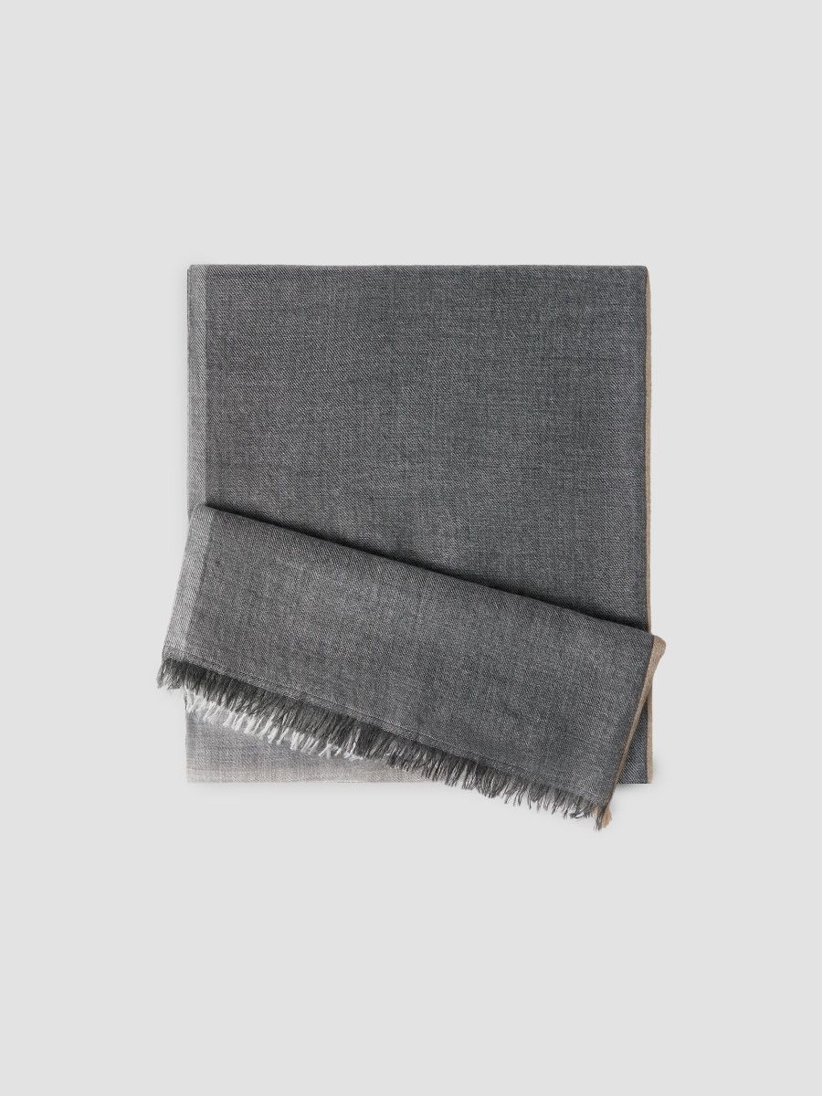 Brunello Cucinelli Men's Cashmere and Silk Color Block Scarf - Lead