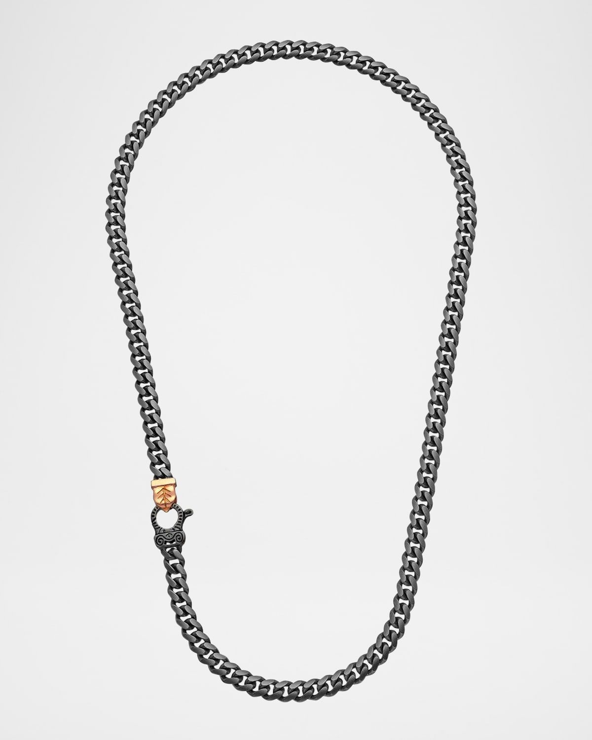 Men & apos;s Flaming Tongue Cuban Link Necklace, Silver