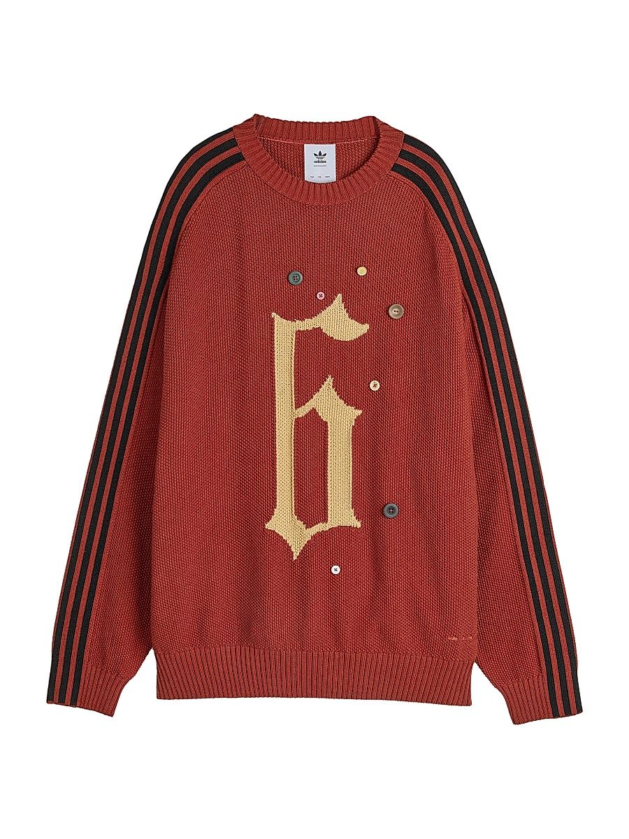 Men's adidas x SFTM ADI006 Button-Detail Cotton Crewneck Sweater - Wilsep - Size Medium