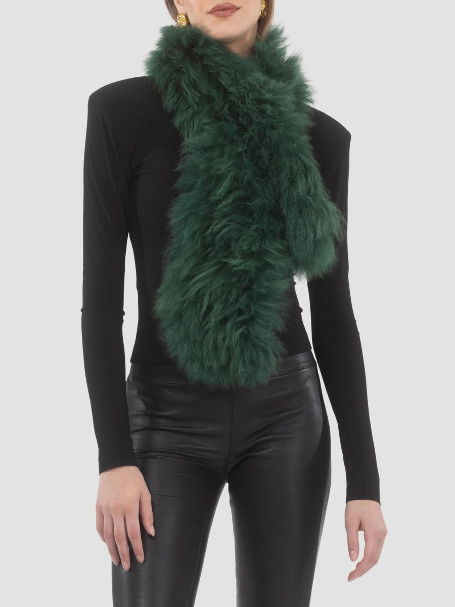 Gorski Women's Select Lamb Pull-through Scarf - Emerald