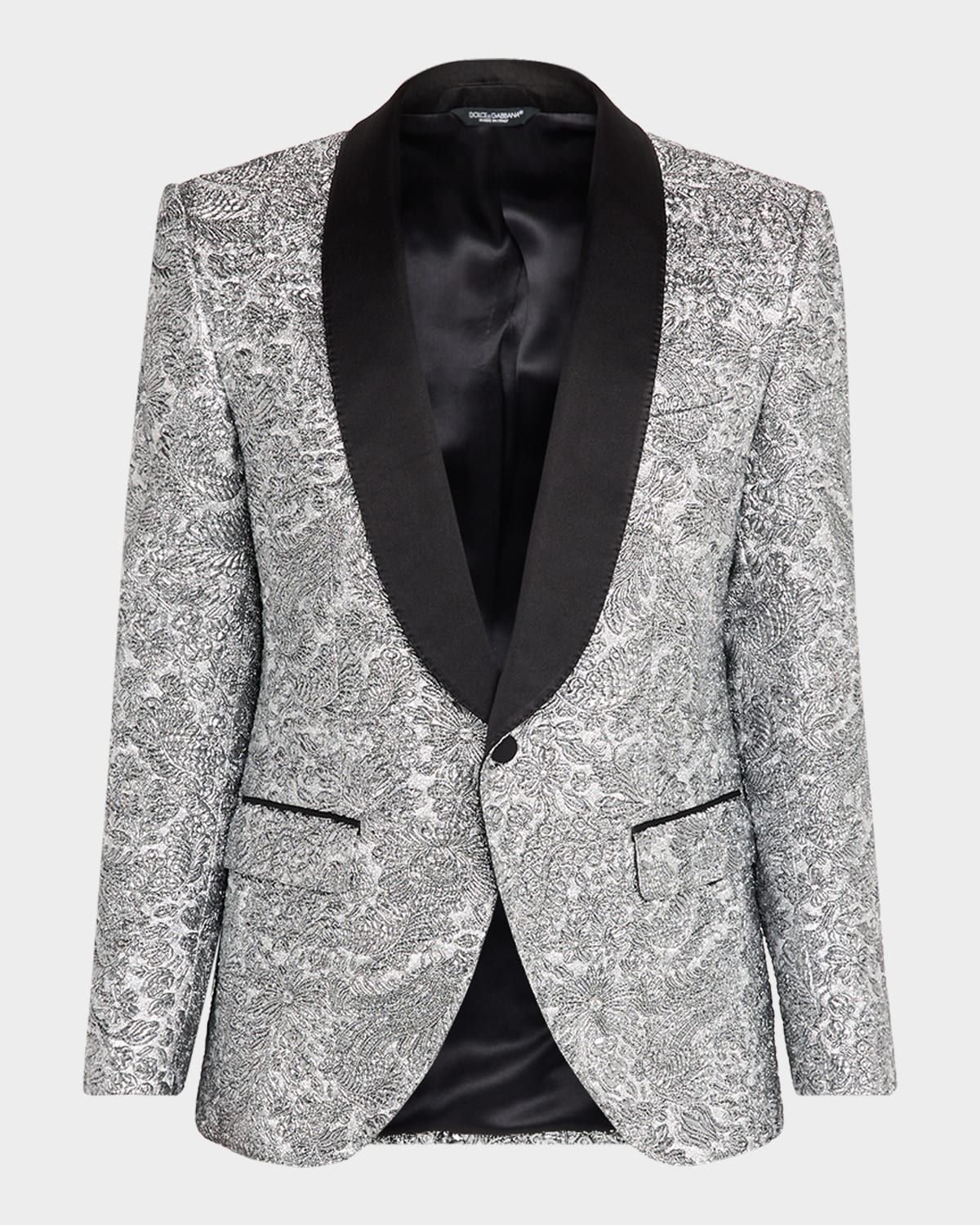 Men & apos;s Floral Lamé Single-Breasted Jacket