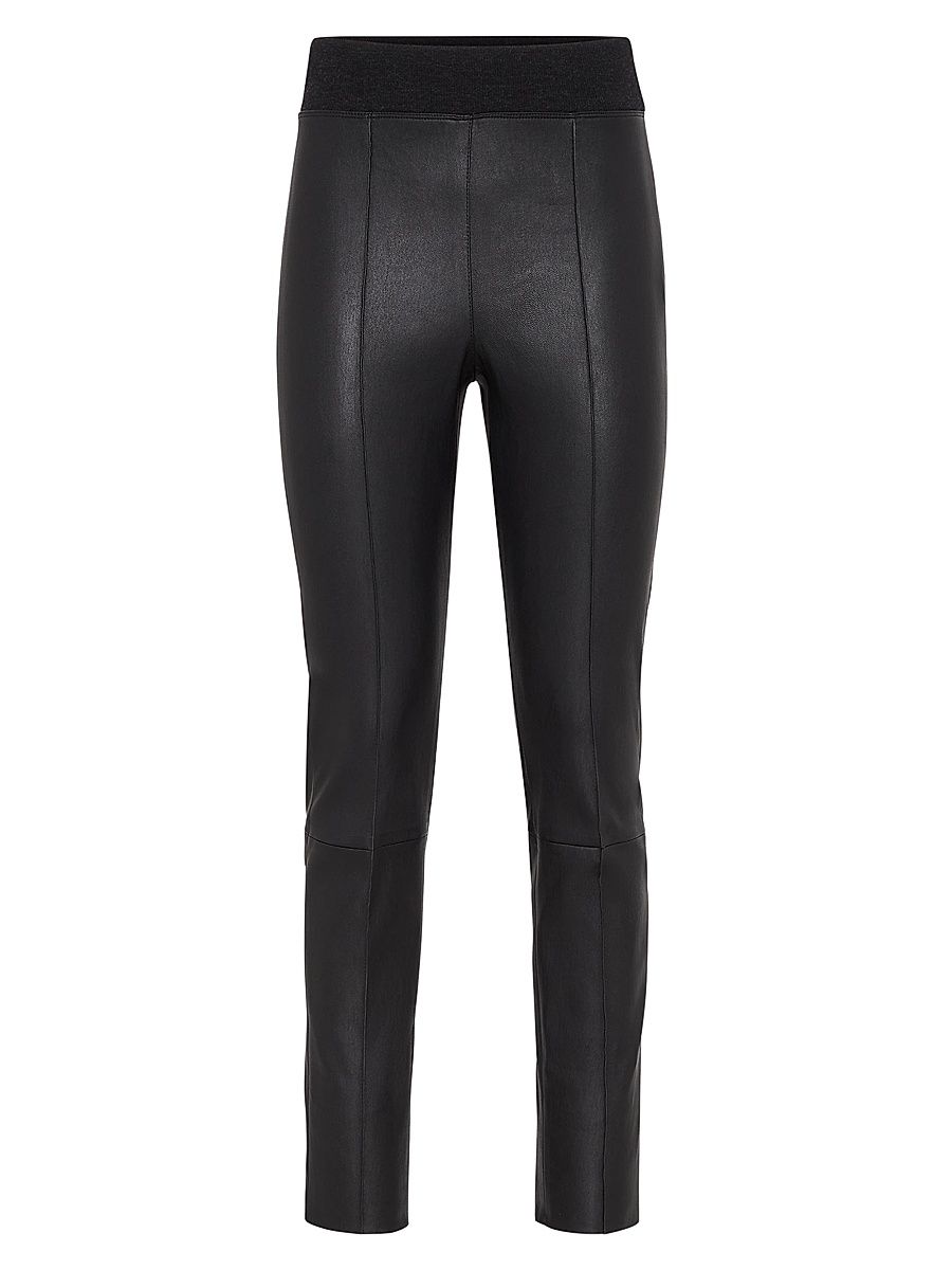 Women's Stretch Nappa Leather Leggings - Black - Size 6