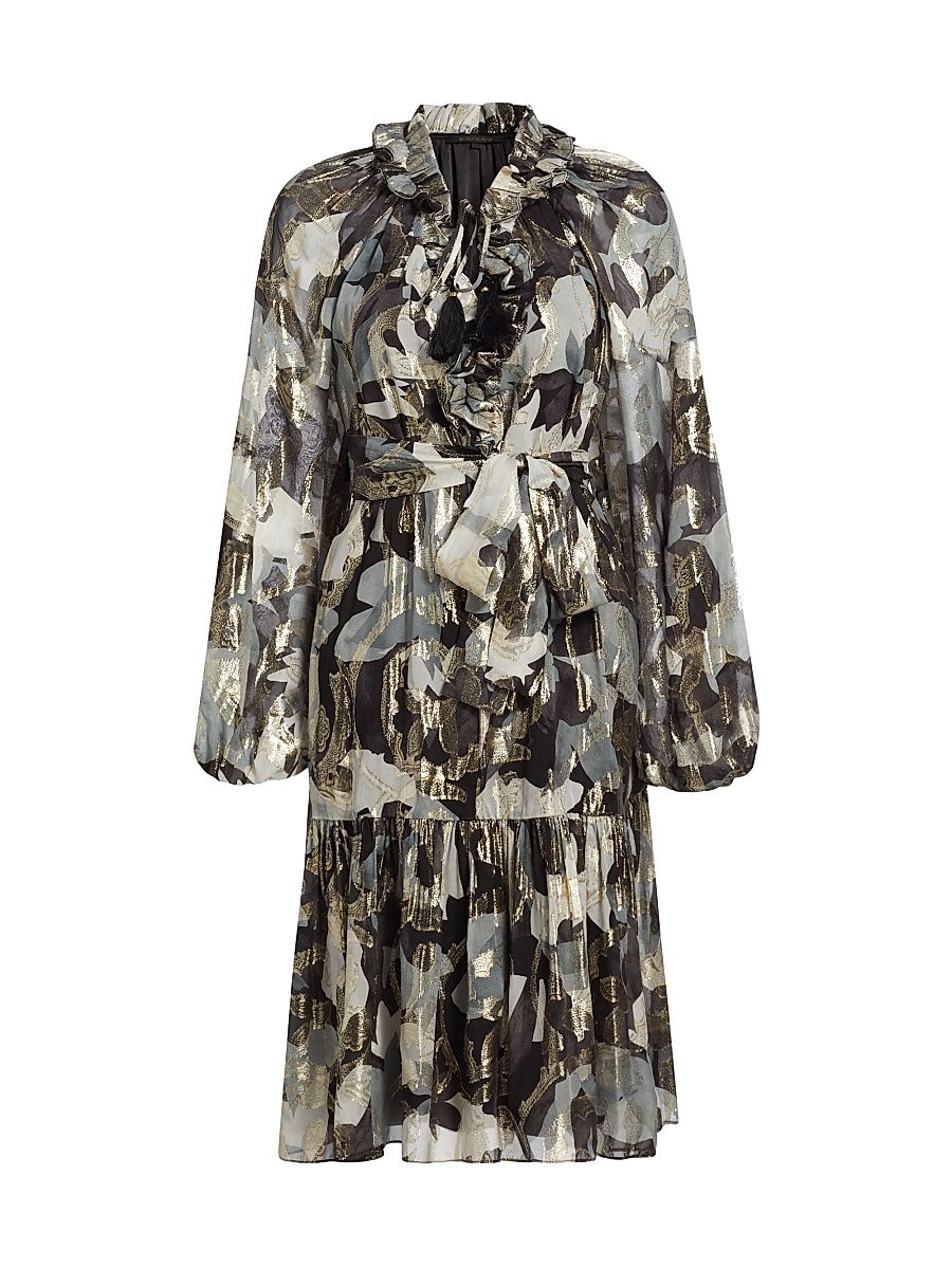 Women's Jenson Metallic Floral Knee-Length Dress - Graphite Multi - Size XL