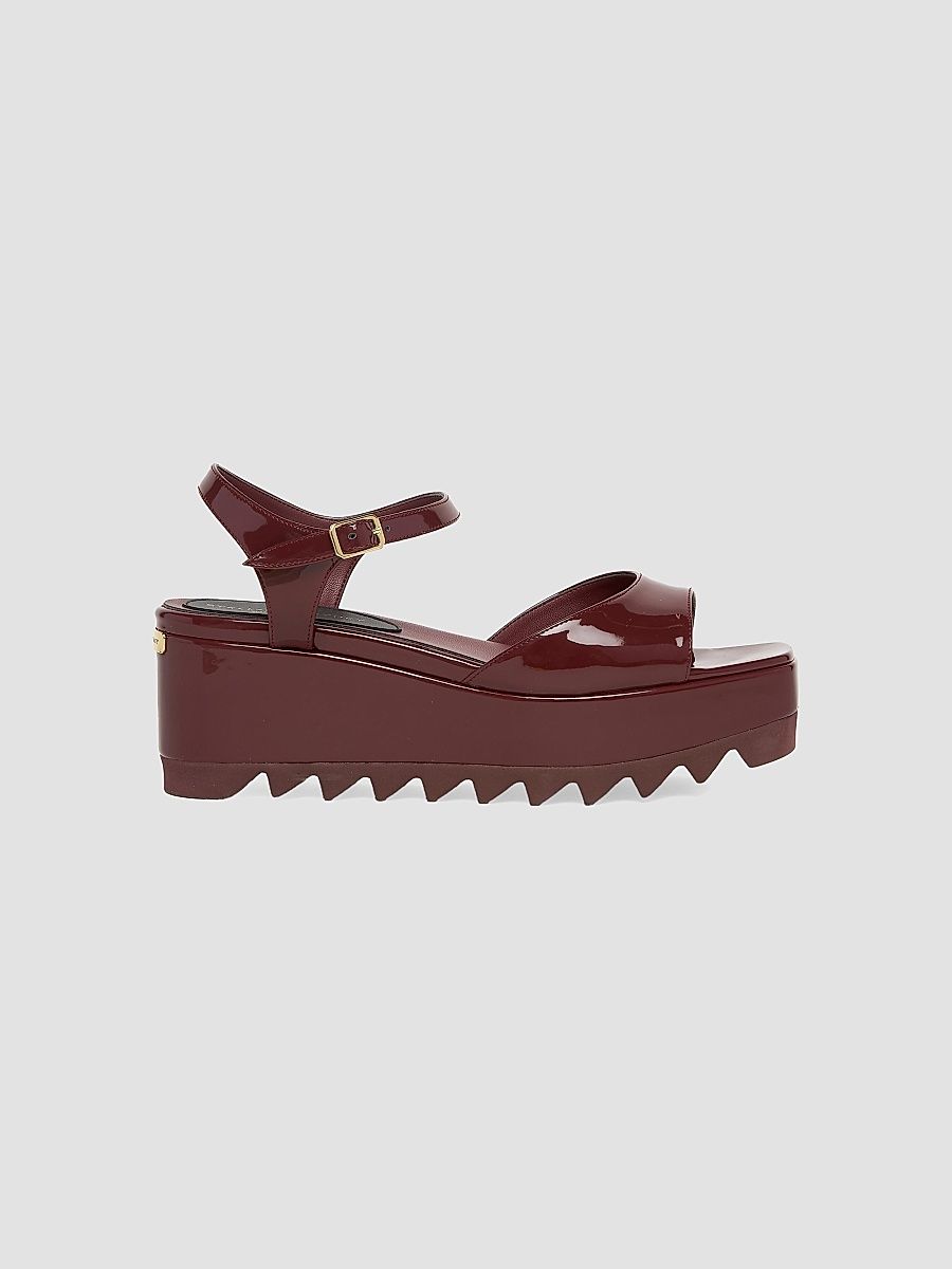 Stella McCartney Women's Elyse 80MM Faux Patent Leather Platform Sandals - Red Gala - Size 8