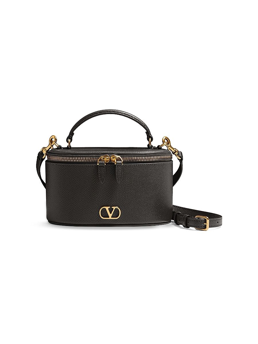 Women's VLogo Signature Mini Vanity Bag in Grainy Calfskin - Black