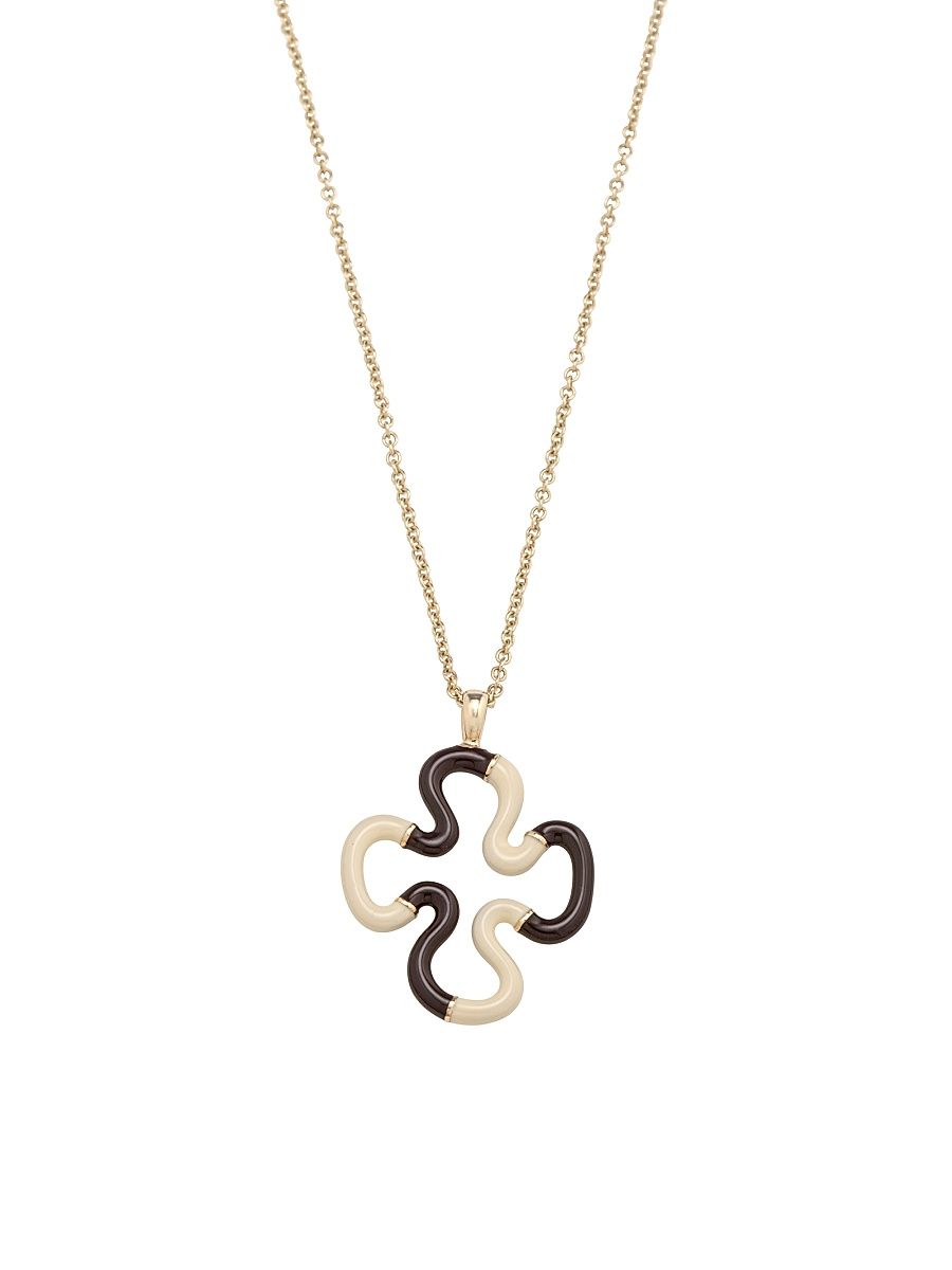 Women's B Color Goldtone & Enamel Flower Pendant Necklace - Brown