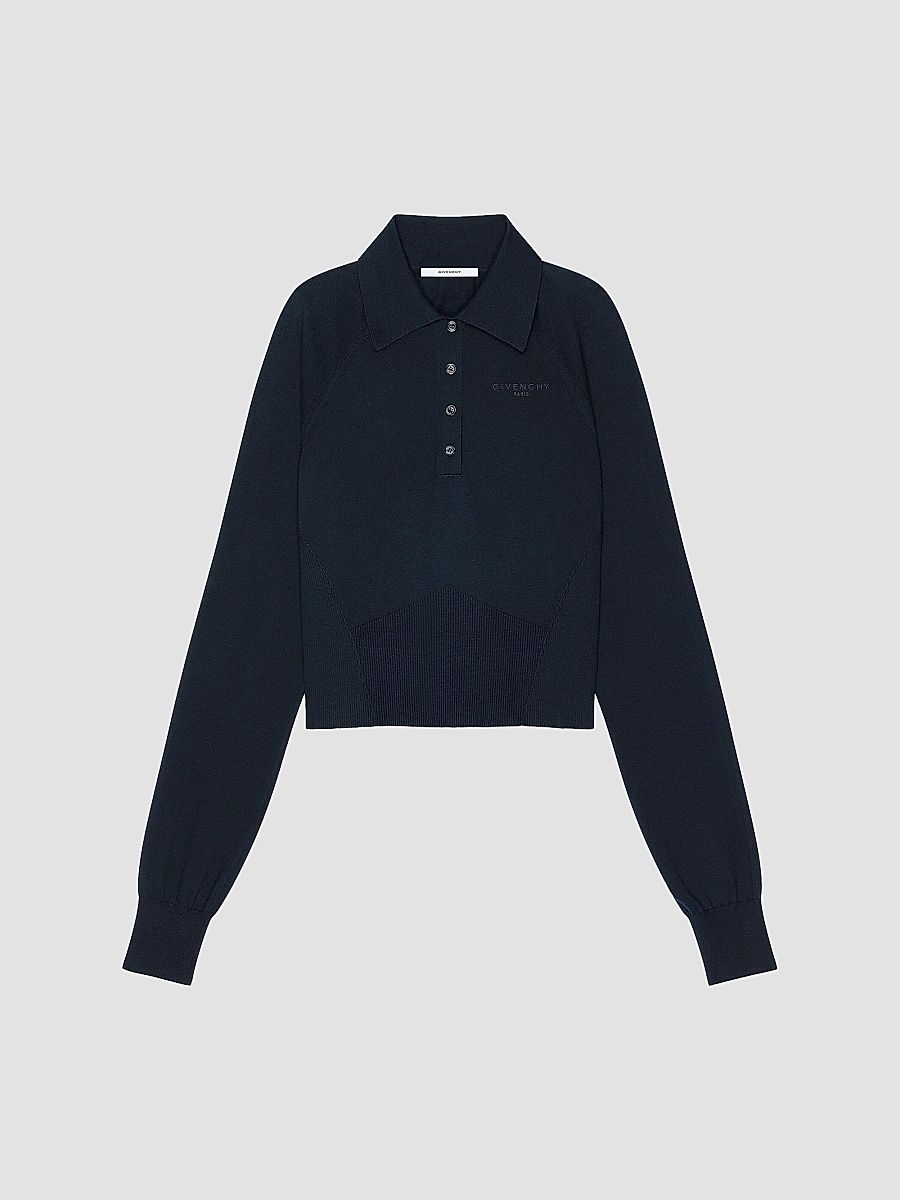 Givenchy Women's Polo Sweater in Cotton and Silk - Navy - Size XS