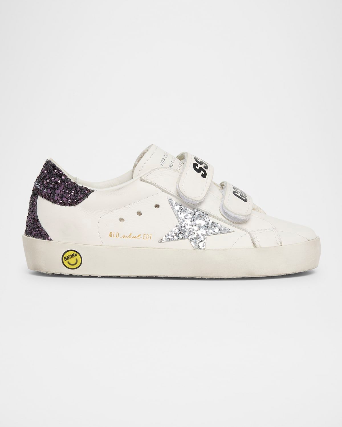 Girl & apos;s Old School Glitter Leather Sneakers