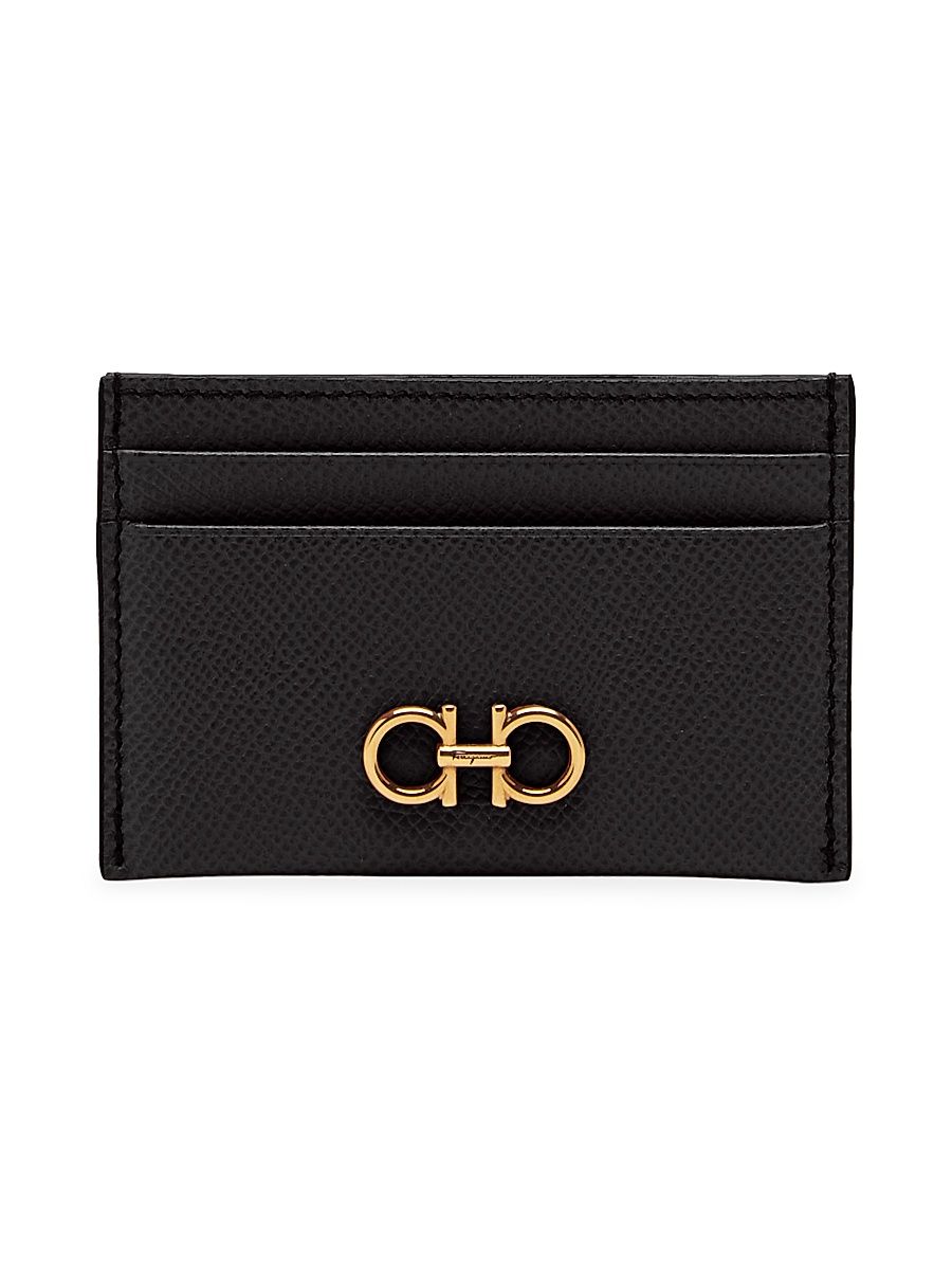 Women's Gancini Leather Card Case - Nero