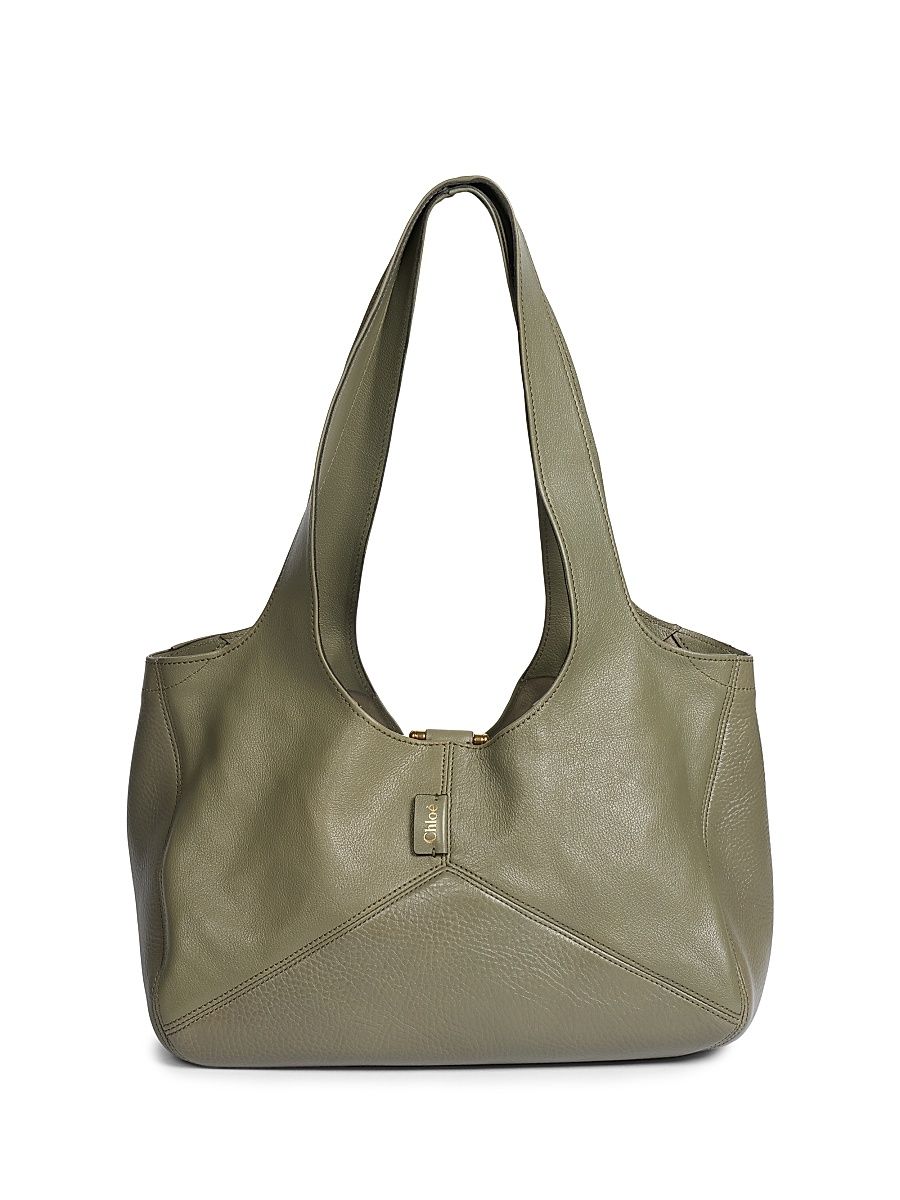 Women's Medium Balloon East West Leather Tote Bag - Aloe Green