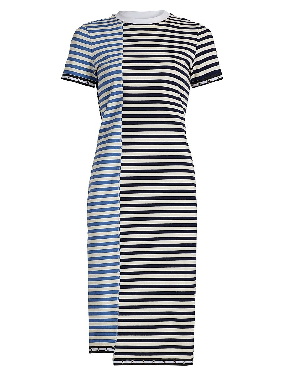 Women's Multi-Stripe T-Shirt Dress - Midnight Multi - Size Medium